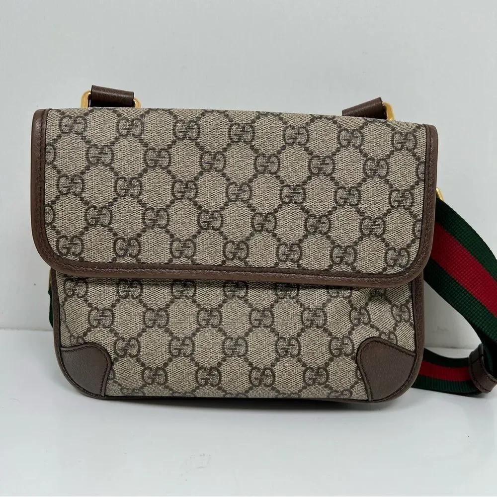 Gucci Neo Vintage GG Supreme Messenger Bag Brown Canvas Leather brown 495654